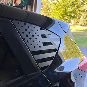 Zxiaochun 2PCS Rear Window American Flag Decals for Car SUV Trucks, Universal Back Side Window USA Flag Vinyl Sticker, Free Installation Tools, Matte Black (29" x 16")