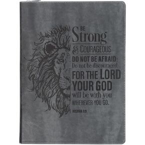 Christian Art Gifts Premium Vegan Leather Zippered Portfolio for Men w/Inspirational Scripture: Man of God, Encouraging Bible Verse Padfolio Notepad Folder w/Pen & Highlighter Combo for Notetaking