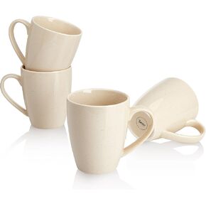 Sweese Porcelain Coffee Mugs - 16 Ounce (Top to the Rim) for Coffee, Latte, Tea, Cocoa, Set of 4, Black
