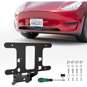 2024 Front License Plate Frame for Tesla Model Y/3 【No Drill, Custom Lock】License Plate Holder, Anti-theft License Plate Mount for Model Y 2021-2024 and Model 3 2021-2023 (Not Fit Model 3 2024)