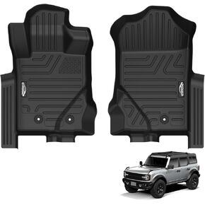 GORWARE Floor Mats for Ford Bronco 4 Door 2024 2023 2022 2021, All Weather Floor Mats, Automotive Floor Mats for Ford Bronco Accessories, Custom Fit Floor Liners TPE, 1st and 2nd Row Car Floormats