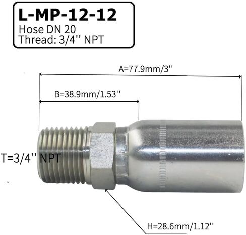 (10-PCS) L-MP-08-08 1/2'' ID Hose x 1/2'' NPT Male Hydraulic Hose End Crimp Fitting Hydraulic Hose Fitting in Saudi Arabia