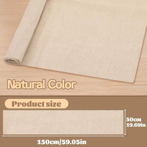 Natural Linen Fabric, Beige Fabric for Decoration 59In x 19In in Kuwait