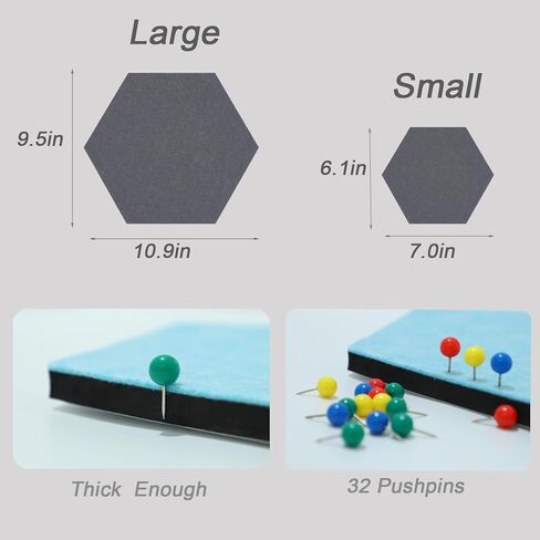 10Pcs Hexagon Felt Board Tiles Wall Cork Board (Large), Adhesive Felt Bulletin Pin Memo Board for Photos Pictures Office (ColorA Large) in Kuwait