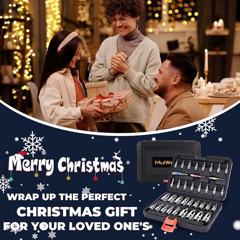 مجموعة مقابس ألين سداسية فاخرة مكونة من 37 قطعة من MULWARK، 3/8، 1/4، 1/2 بوصة. القيادة، السيارات، الدراجة، الدراجات النارية ومركبة ATV | SAE & Metric S2 مقبس CR-V مصنوع من الفولاذ وعزم الدوران العالي (عادي، 37 قطعة) in Kuwait