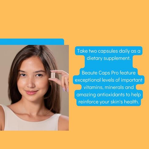 Consult Health Beaute Caps PRO - يدعم صحة الشعر والبشرة والأظافر - البيوتين 10.500 ميكروغرام - مركب البرتقال الأحمر - الكولاجين - دعم عالي الفعالية - فيتامين C وD - معادن - 30 يومًا - 60 كبسولة in Kuwait