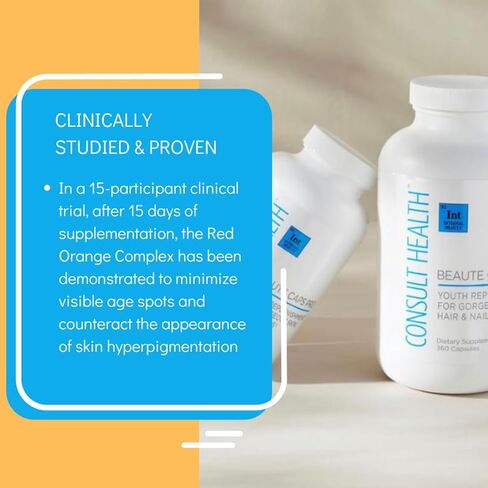 Consult Health Beaute Caps PRO - يدعم صحة الشعر والبشرة والأظافر - البيوتين 10.500 ميكروغرام - مركب البرتقال الأحمر - الكولاجين - دعم عالي الفعالية - فيتامين C وD - معادن - 30 يومًا - 60 كبسولة in Kuwait