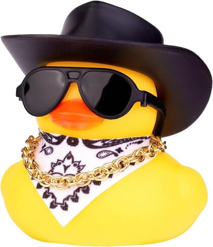 Duck Car Ornament for Dashboard with Mini Cowboy Hat, Scarf Necklace, and Sunglasses (Pink) in Kuwait