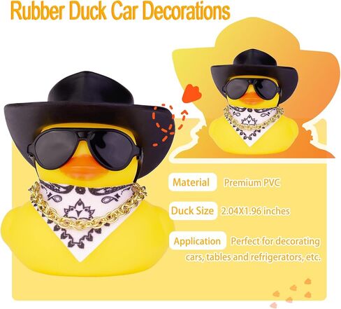 Duck Car Ornament for Dashboard with Mini Cowboy Hat, Scarf Necklace, and Sunglasses (Pink) in Kuwait