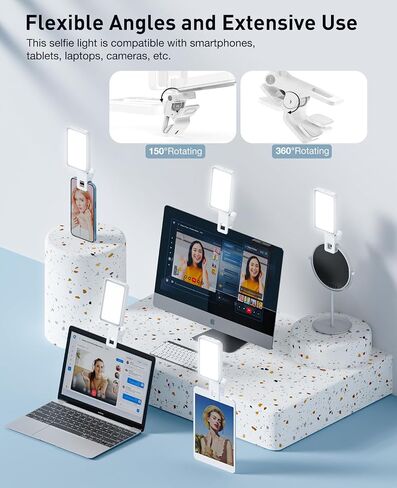 120 LED Selfie Light for iPhone, 3000mAh Rechargeable Portable Selfie Light with 6 Color Filters, CRI 95+ 2500K-9000K Dimmable Phone Light for Video Recording in Saudi Arabia