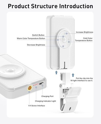 120 LED Selfie Light for iPhone, 3000mAh Rechargeable Portable Selfie Light with 6 Color Filters, CRI 95+ 2500K-9000K Dimmable Phone Light for Video Recording in Saudi Arabia