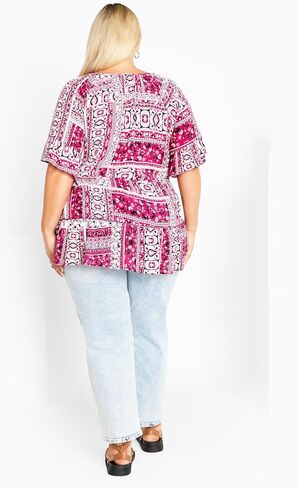 AVENUE Womens Plus Size Top Tess Dress-Shirts, Patch Perfect, 16 Plus in Saudi Arabia