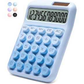 Mechanical Switch Calculator,12 Digits, Large LCD Display,Big Buttons,Solar and Battery Dual Power Mechanical Keyboard Desktop Pink Calculators,Cute and Aesthetic