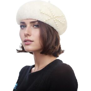 French Beret Hat, Ladys Winter Fall Classic Beret Beanie Faux Mink Solid Color Hat