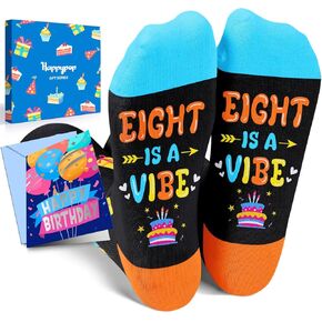 HAPPYPOP 8th Birthday Gifts Socks Ideas - Gift Ideas for Girls Boys Age 8, Presents for 8 Year Olds, Eight Year Old Gifts for Kids
