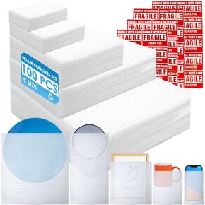 200 Pack Cushion Foam Pouches 3 Sizes wrap pouches with 12x12 Inch Foam Wrap Sheets dish packing kit Moving Fragile Items Packing Moving Supplies for Storage and Shipping With 50Fragile Stickers