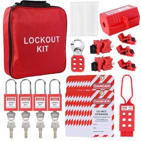 Lock Out Tag Out Kit - Lockout Tagout Electrical Loto, Safety Padlocks, Lockout Hasp Breaker, Lockout Ball Valve, Lockout Steel Cable, Lockout Plug, Lockout Loto Tags, Lockout Set IWONGO Provided