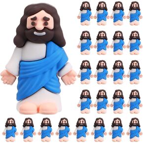 Bememo 25 Pcs Mini Jesus Figurines Bulk Original Design Rubber Mini Jesus Figures to Hide and Seek Religious Gifts Sunday School Baptism Easter Egg Filling(Vibrant Color)