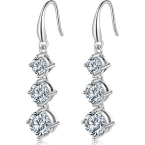 Dangle Earrings for Women 18K White Gold Plated Created Rainbow Quartz CZ Drop Fishook Earings Fashion Jewelry Gift