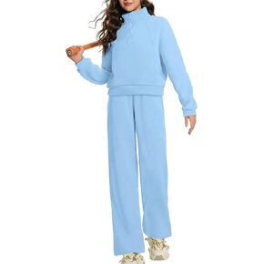 Girls Clothes 7-14Y Solid Color Half Zip Pullover Girls Sweatshirt Fleece Lined Kids Clothes Girls Sweatpants