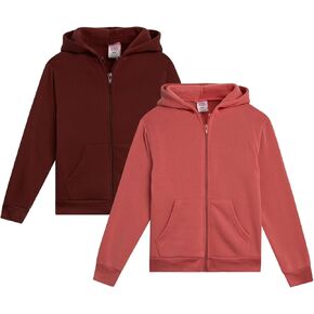 Real Love Girls' Sweatshirt - 2 Pack Soft Fleece Full Zip Up Hoodie Sweatshirts for Girls - Cozy Girls Athletic Tops (7-16)