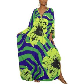Bsubseach Kaftan Dresses for Women Plus Size Beach Swimsuit Cover Up V Neck Caftan Dress Loungewear