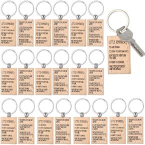 Landical 20 PCS Wood Little Reminders Keychain Bulk Affirmation Motivational Quotes Inspirational Key Chain Positive Self Love Mental Health Gift for Women Men Friends Coworkers Teens Boys Girls