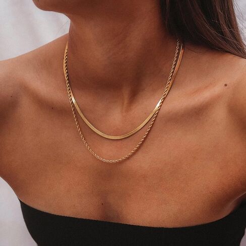 14k Gold Cuban Link Chain Necklace for Women - Bermuda Necklace Trendy Dainty Layered Gold Necklace - Paperclip Chain Necklace - Non Tarnish Gold Filled Necklace - Summer Jewelry Womens Necklace in Saudi Arabia