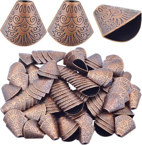 Bead Caps Making, 100pcs Tibetan Style Trumpet Bead Caps Antique Bead Cone Caps Alloy Bead End Caps Tassel End Cap for Bracelet Necklace Earring Jewelry Making Crafts in Kuwait