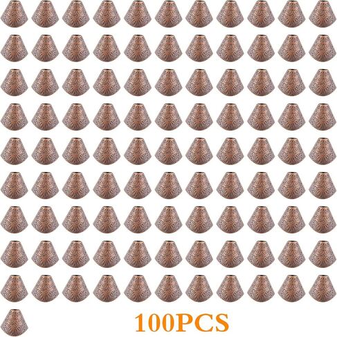 Bead Caps Making, 100pcs Tibetan Style Trumpet Bead Caps Antique Bead Cone Caps Alloy Bead End Caps Tassel End Cap for Bracelet Necklace Earring Jewelry Making Crafts in Kuwait