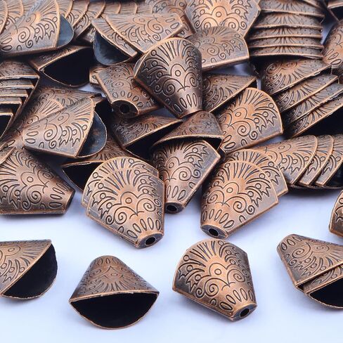 Bead Caps Making, 100pcs Tibetan Style Trumpet Bead Caps Antique Bead Cone Caps Alloy Bead End Caps Tassel End Cap for Bracelet Necklace Earring Jewelry Making Crafts in Kuwait