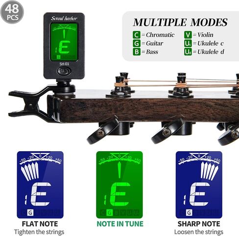 Guitar Tuner Clip On Ukulele Tuner for Guitar Bass Ukulele Violin Tuner (6 Pack) in Saudi Arabia