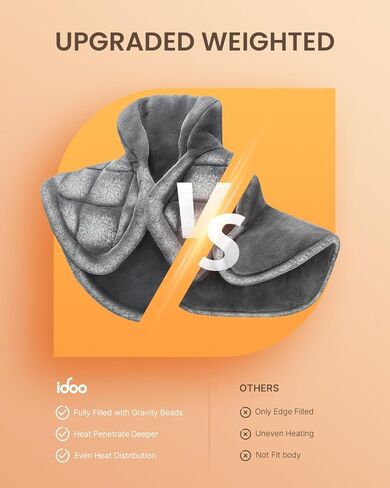 وسادة تدفئة مرجحة للرقبة والكتفين والظهر، FSA HSA مؤهلة، iDOO 1.2lb وسادة تدفئة للرقبة لألم الرقبة، وسادة تدفئة للرقبة، هدايا عيد الأم للأم، معتمدة من ETL، 19 بوصة × 23 بوصة in Kuwait