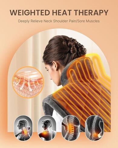 وسادة تدفئة مرجحة للرقبة والكتفين والظهر، FSA HSA مؤهلة، iDOO 1.2lb وسادة تدفئة للرقبة لألم الرقبة، وسادة تدفئة للرقبة، هدايا عيد الأم للأم، معتمدة من ETL، 19 بوصة × 23 بوصة in Kuwait