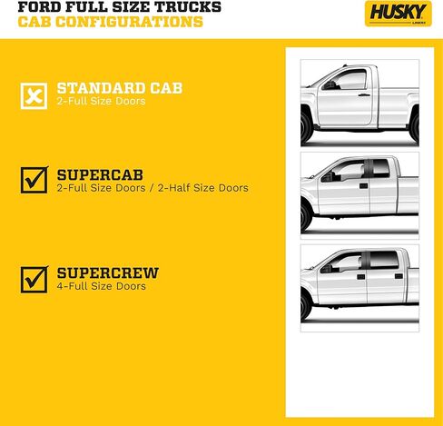 بطانات الهاسكي — Weatherbeater | يناسب 2015 - 2024 Ford F-150، 17-23 F-250/F-350/F-450 SuperCrew/SuperCab، بطانة الحدبة المركزية - أسود | 83361 in Kuwait
