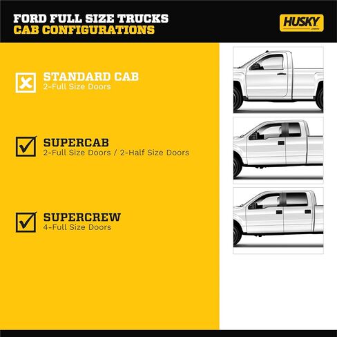 بطانات الهاسكي — Weatherbeater | يناسب 2015 - 2024 Ford F-150، 17-23 F-250/F-350/F-450 SuperCrew/SuperCab، بطانة الحدبة المركزية - أسود | 83361 in Kuwait