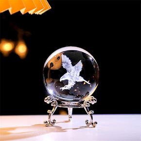 3D Galaxy Crystal Glass Ball with Wooden LED Base Creative Crystal Gifts Statues feng Shui Souvenirs Handicraft (Saturn)