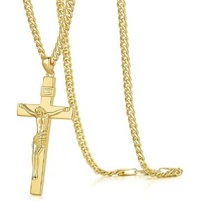 14K Gold Cross Necklace for Men Gold Chain for Men Gold Cross Necklace Versatile and Timeless Gold Cross Necklace for Men 20", 22", 24"