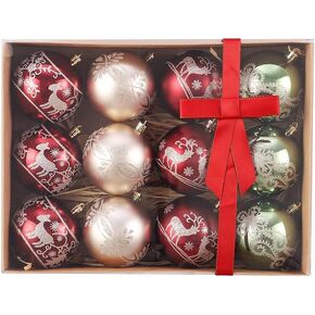 Christmas Tree Ball Ornament Set 16pcs 80mm/3.15inch Red White Glittering Shatterproof Foam Christmas Ball Ornaments Xmas Tree Decor Holiday Decoration