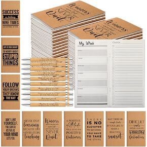 40 Pcs Pocket Planners and Bamboo Pens Set To Do List Weekly Goals Planner 2024 Inspirational Gifts Bulk for Graduation Student Teacher Employee Coworker, 4.3 x 8.3 inch