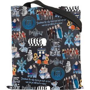ENSIANTH Dr Who Movie Inspired Gift Blue Police Box Gift The 11th Doctor Tote Bag Dr Who Fans Shopping Bag David Tennant Gift
