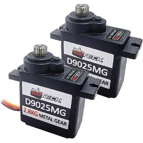 GOTECK 2PCS 5g Mini Servo, Micro Full Metal Gear Digital Servo,for RC Car Model Boat Fixed-Wing Helicopter Airplane Robot Toy