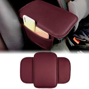 Car Center Console Cover, Leather Center Console Protector with Storage Pocket, Universal Auto Interior Armrest Pad Accessiories for SUV, Truck, RV, Black