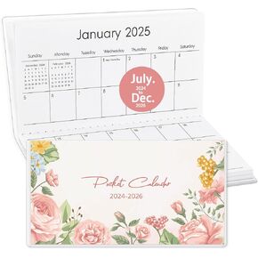 Pocket Calendar 2024, Small Pocket Planner 2024-2025 for Purse - 3.5"×6.5" - From May 2024- December 2025, Daily Monthly PVC Agenda for Planning