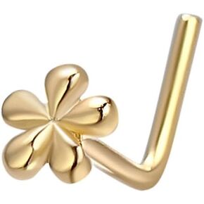 S925 Sterling Silver Flower Nose Studs Rings for Women 20G L-Shaped Tiny Daisy Nose Rings Stud Hypoallergenic Nostril Nose Piercing Jewelry