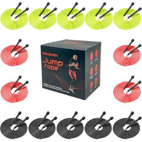 14 Pack Adjustable PVC Jump Rope for Cardio Fitness - Versatile Jump Rope for Women Men Kids Christmas Gift -Tangle-Free for Keeping Fit, Training, Workout