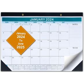 2025 Desk Calendar – 18 Months, Runs from January 2025 to June 2026 – 17’’ x 12’’ Large Desk/Wall Calendar Planner with Large, Ruled Blocks
