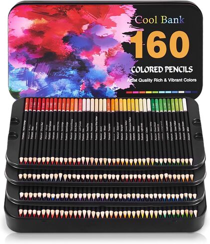COOL BANK 160 Professional Colored Pencils, Artist Pencils Set for Coloring Books, Premium Artist Soft Series Lead with Vibrant Colors for Sketching, Shading & Coloring in Tin Box in Saudi Arabia
