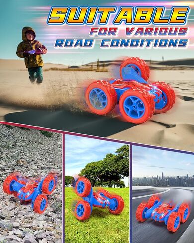 العنكبوت سيارات التحكم عن بعد ل3 4 5 6 7 سنوات من العمر الأولاد مزدوجة من جانب 4WD الطرق الوعرة، 360 درجة الدورية RC حيلة سيارة 2.4 جيجا هرتز ألعاب قابلة للشحن للأعمار 6-12 الفتيان والفتيات هدية عيد ميلاد عيد الميلاد in Kuwait