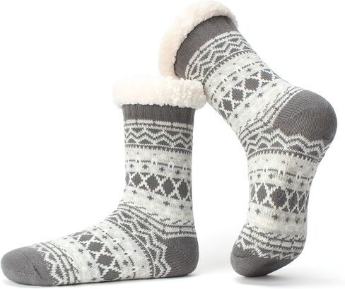جوارب Cozylook النسائية ذات النعال الزغب مع مقابض مضادة للانزلاق، مبطنة بصوف الشيربا المريح، هدايا عيد الميلاد اللطيفة in Kuwait